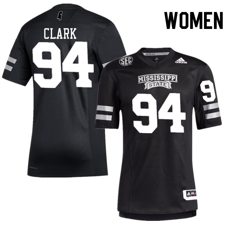 Women #94 Corey Clark Mississippi State Bulldogs College Football Jerseys Stitched-Black